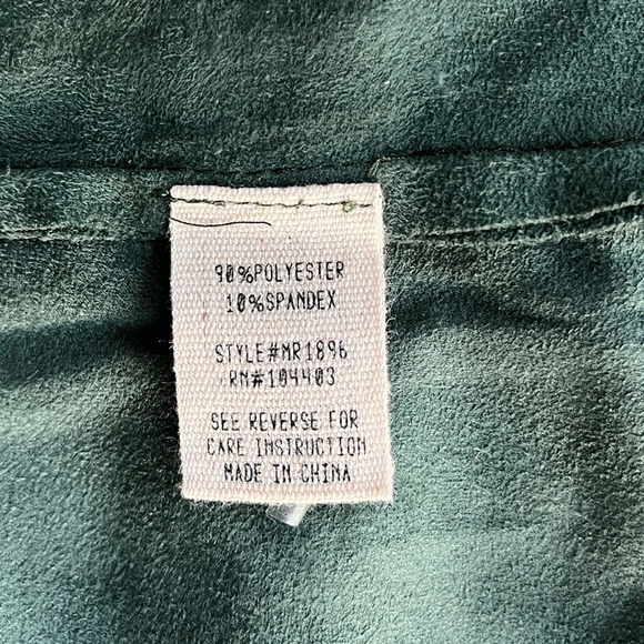 Anthropologie Moon River Green Faux-Suede Long Vest Pockets Ruffle Collar Size S - Picture 4 of 7